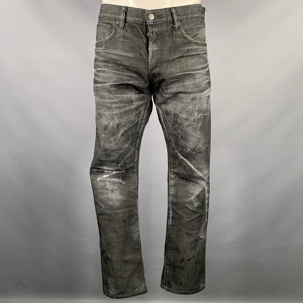 FABRIC BRAND & Co. Size 34 Black Selvedge Denim Button Fly Jeans